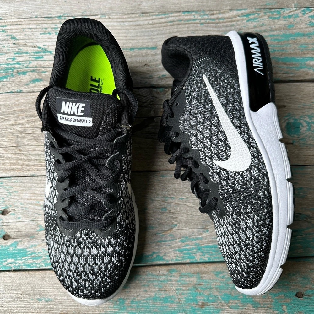 Nike Air Max Sequent 2 Running Shoes Sneakers Women's Size 7 US Black 852465-002